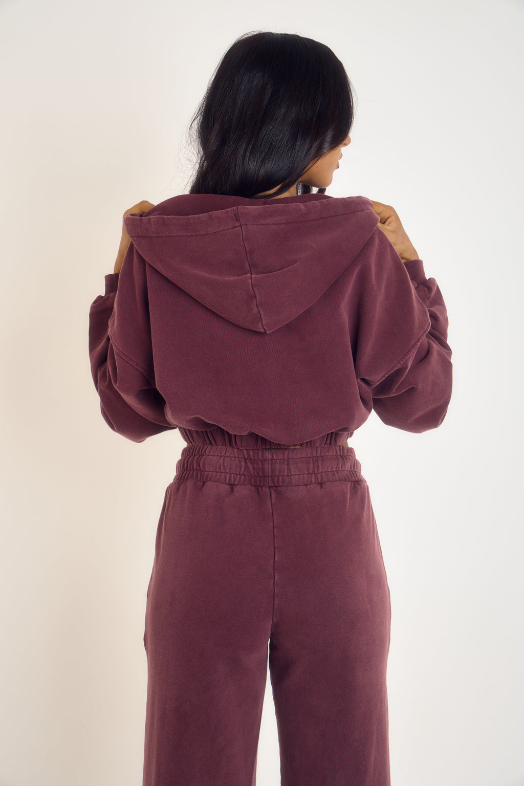 THH Crop Zip Jacket - Burgundy