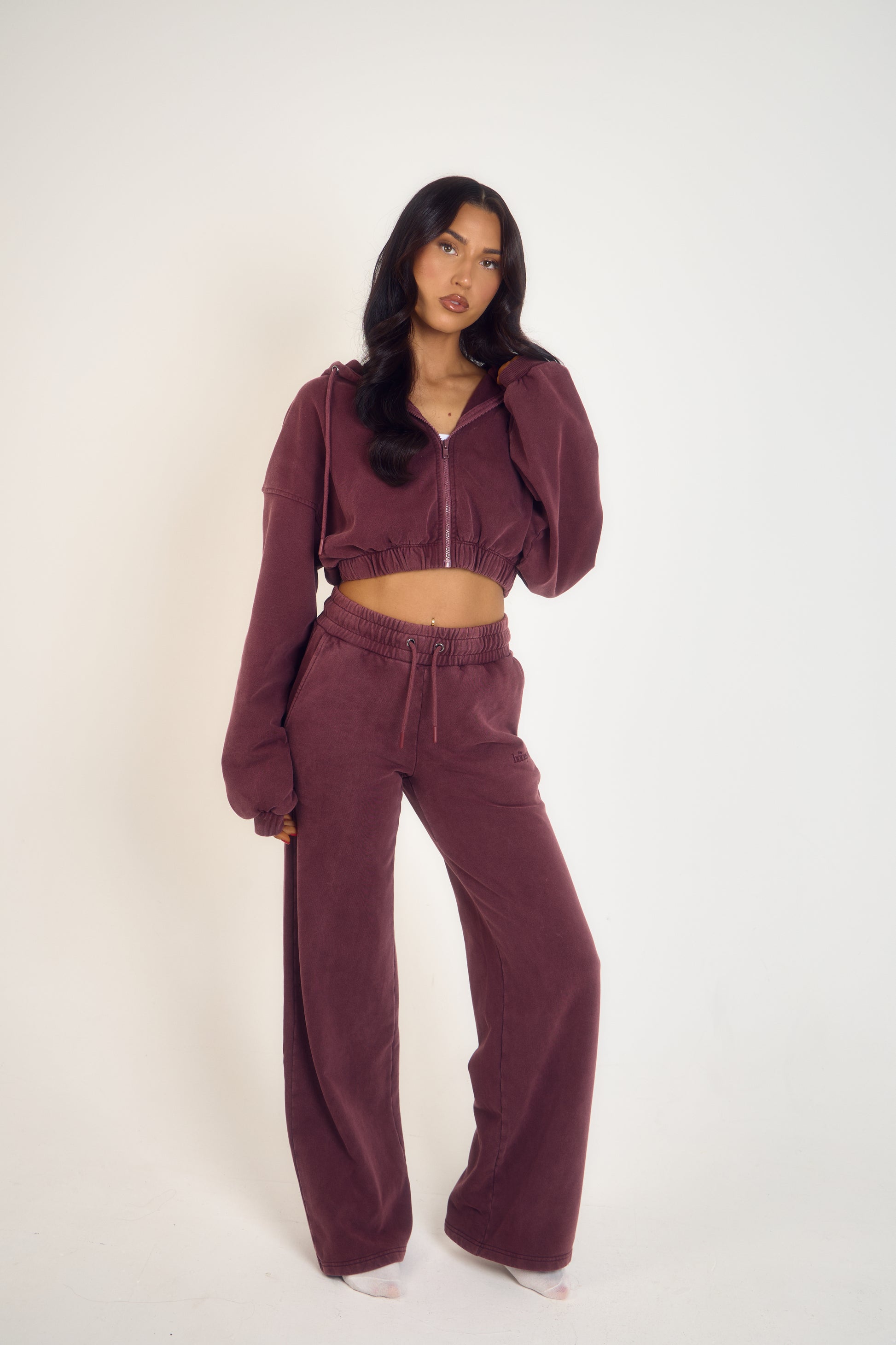 THH Crop Zip Jacket - Burgundy