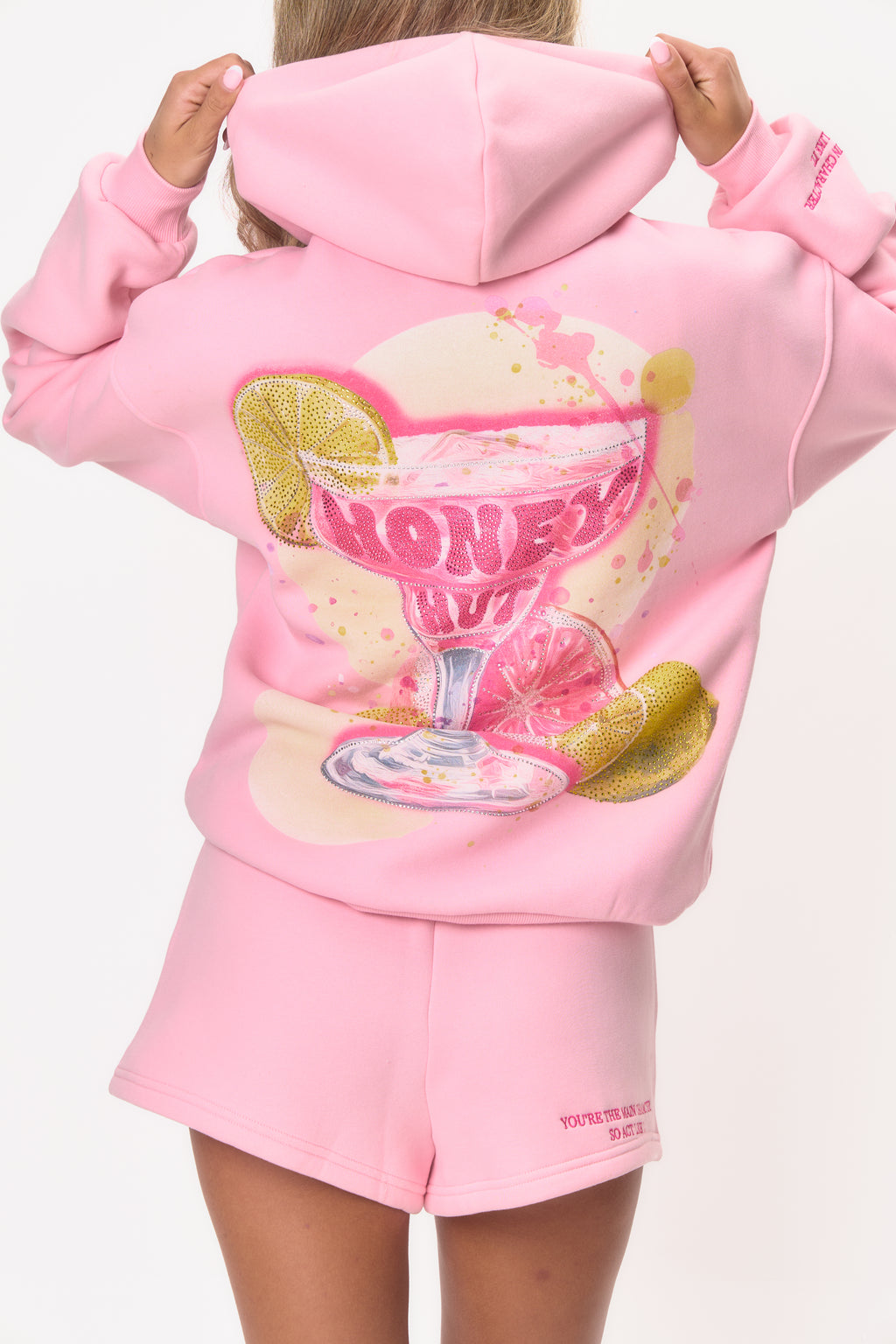 PRE:ORDER: Graphic Rhinestone Zip Jacket - Pink Martini