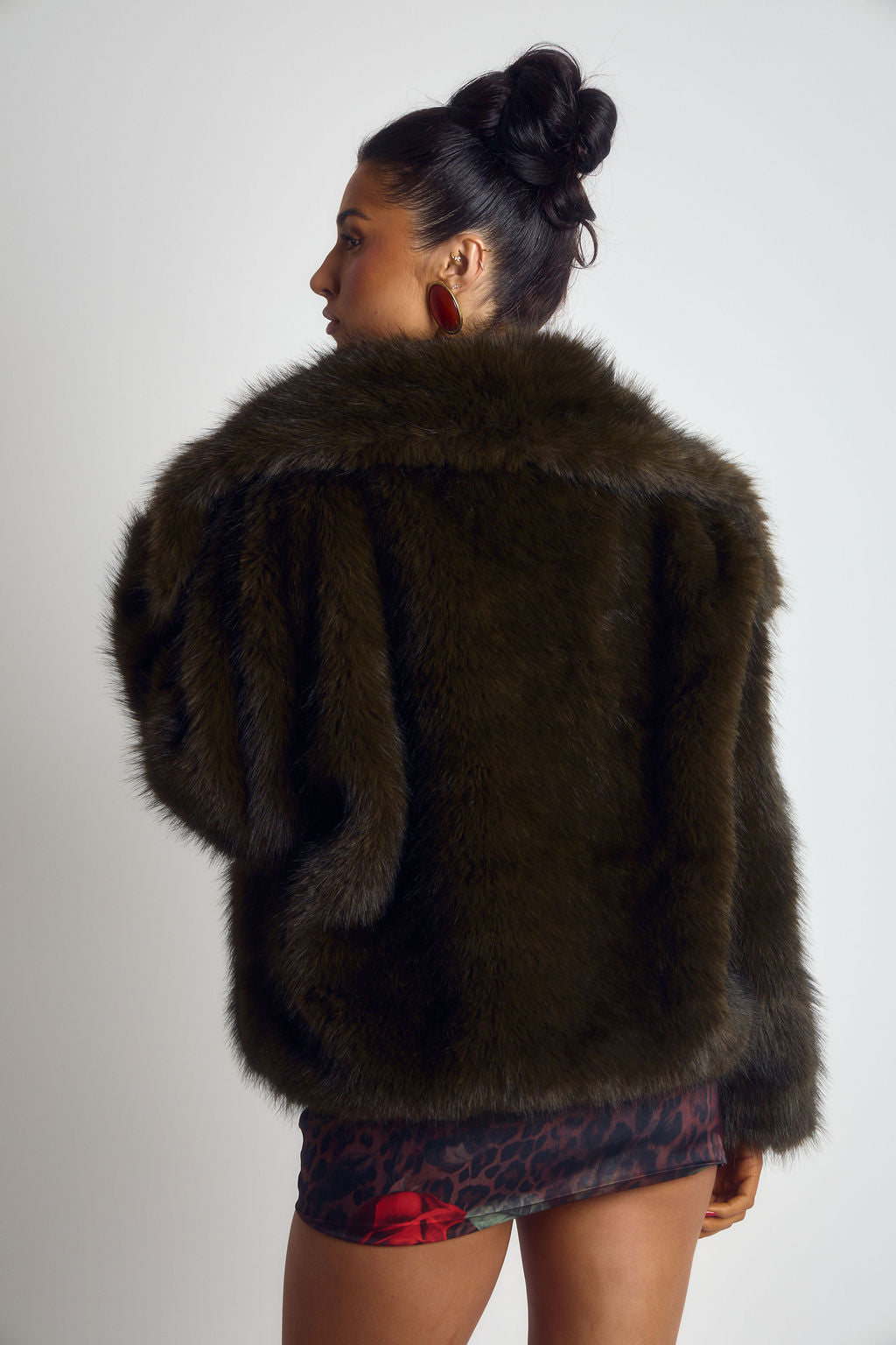 ‘Alexis’ Faux Fur Coat - Green