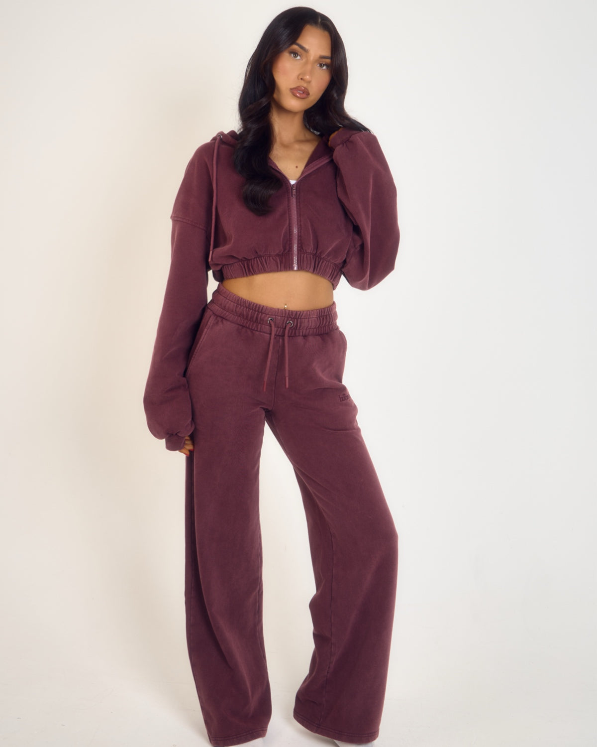 THH Wide Leg Jogger - Burgundy