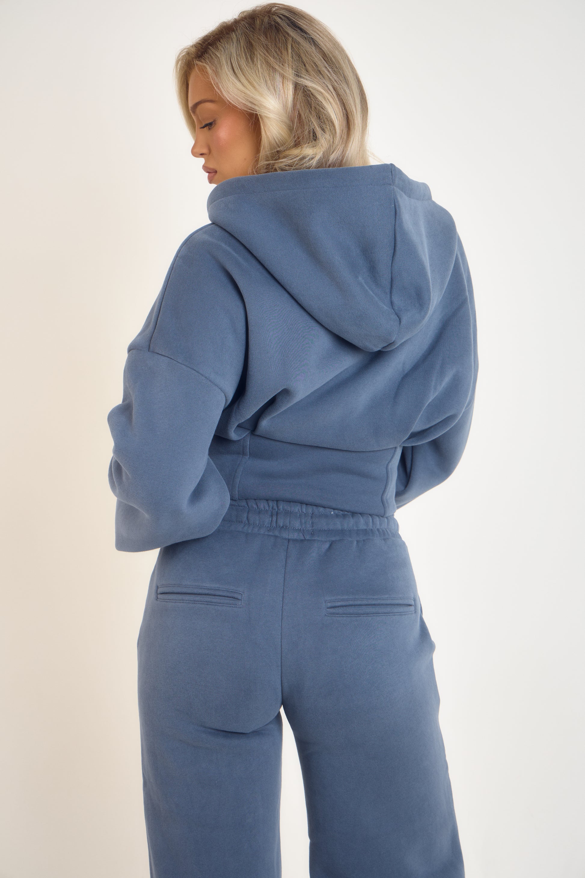 ‘Signature Staples’ Corset Hooded Jacket - Blue