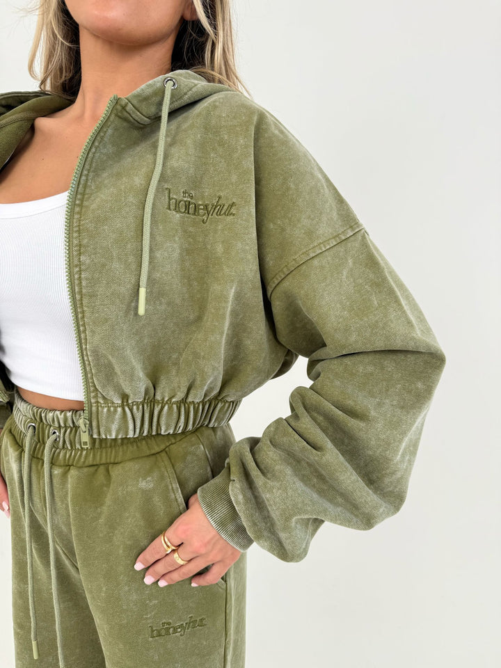 THH Crop Zip Jacket - Olive