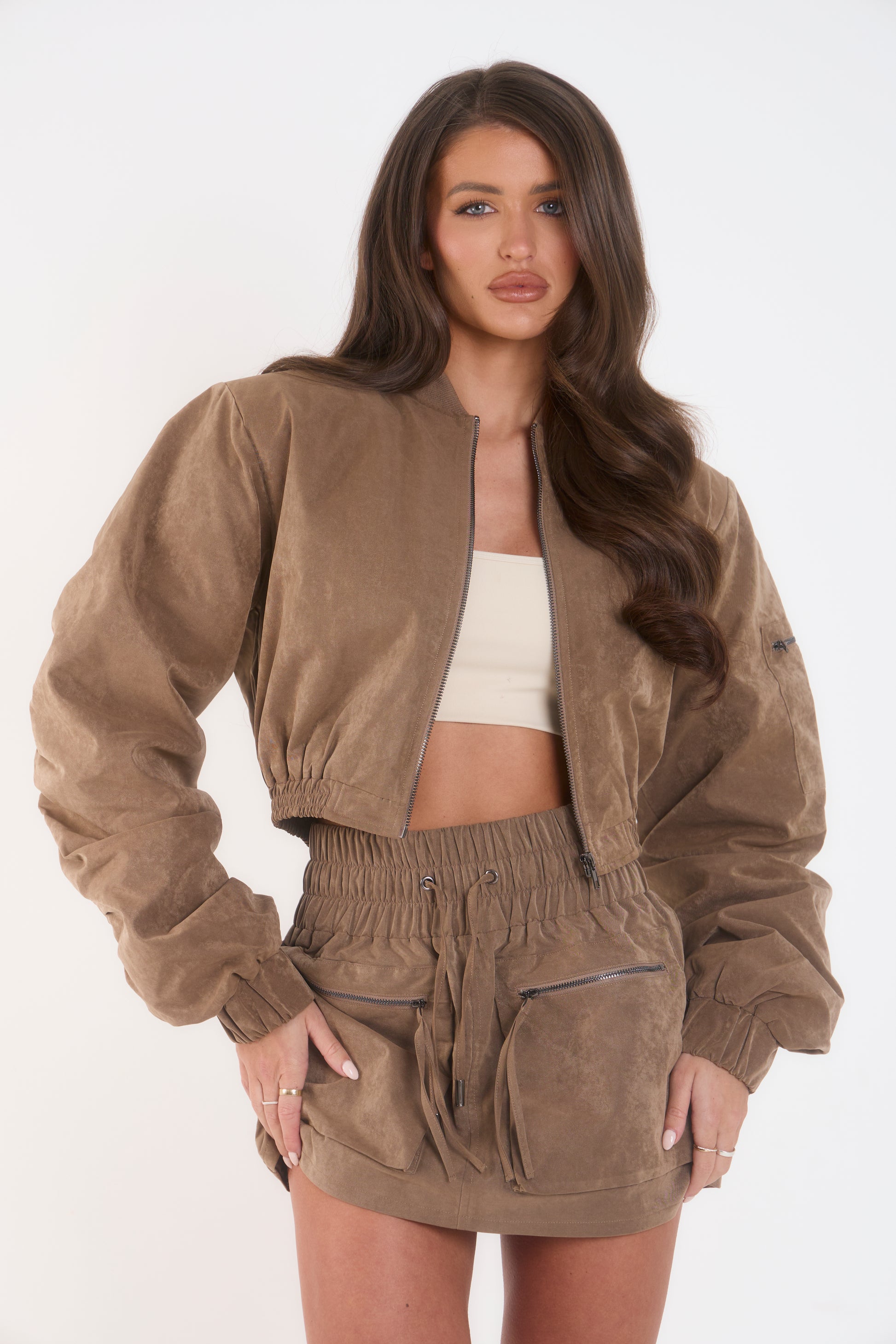 Cargo Inspired Mini Skirt - Brown