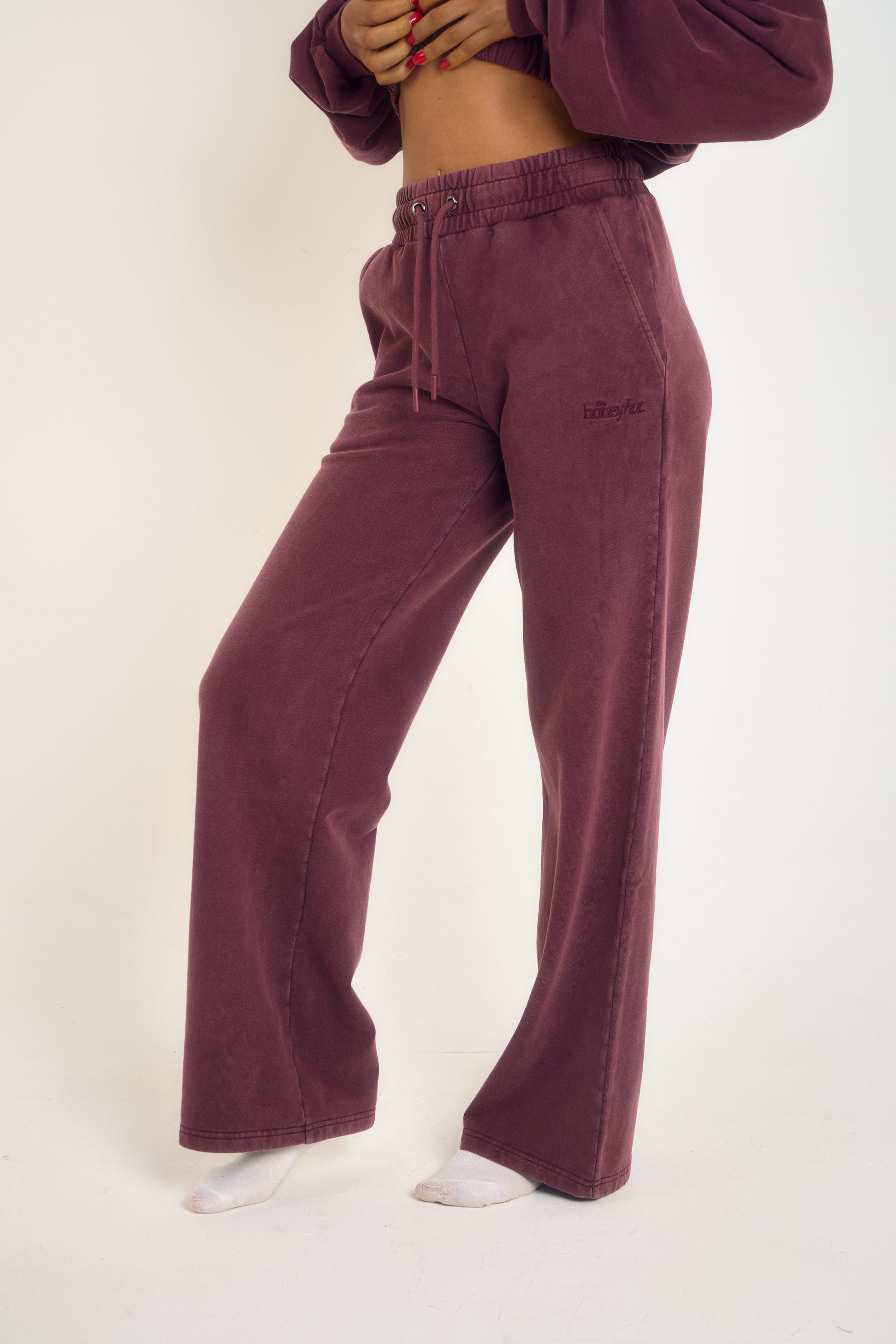 THH Wide Leg Jogger - Burgundy