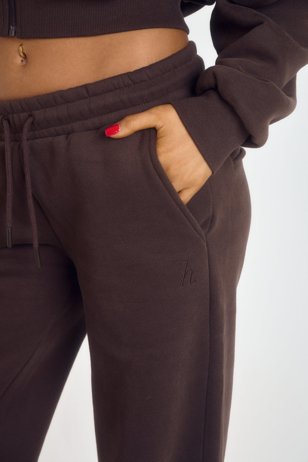 ‘Signature Staples’ Wide Leg Joggers - Brown