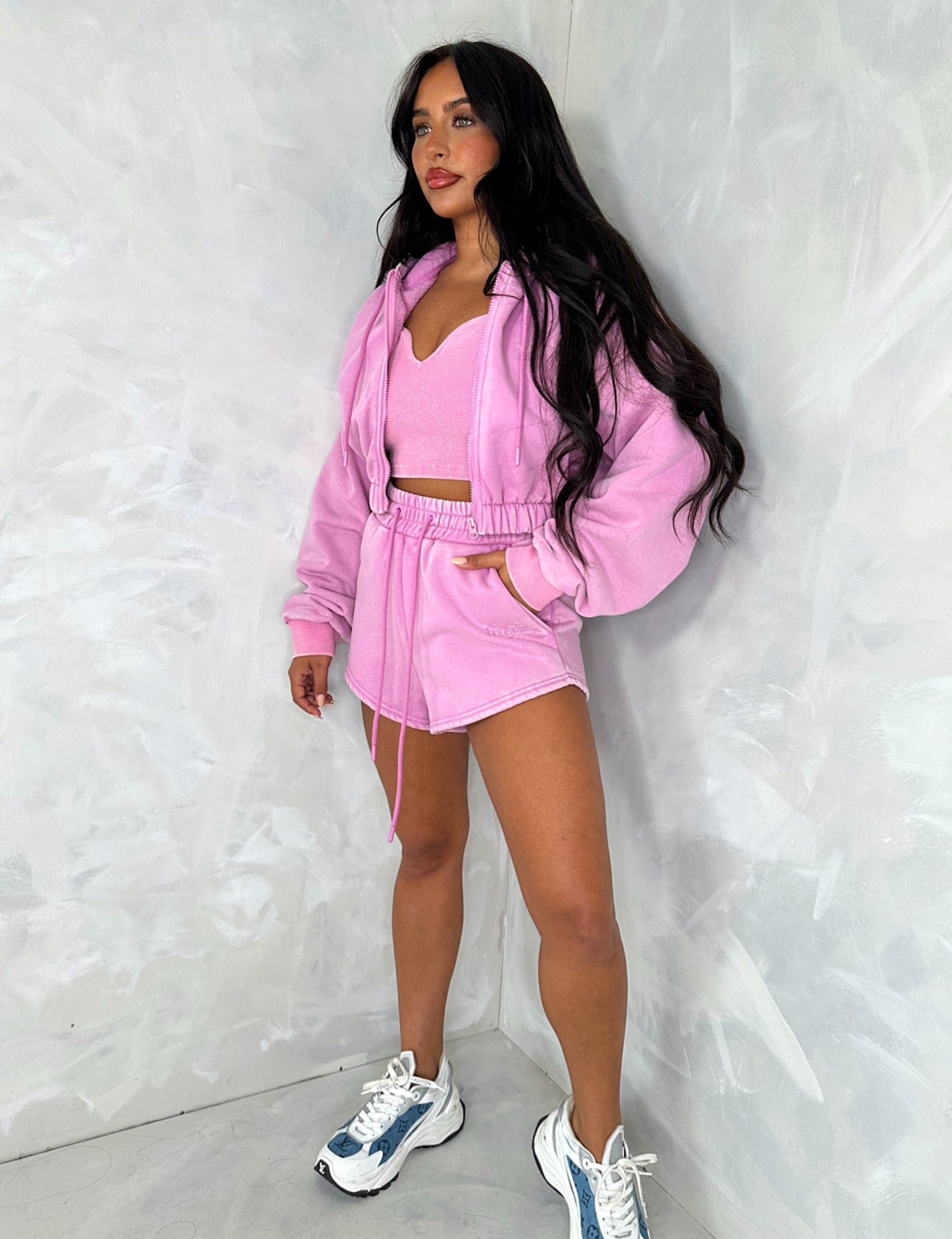 ‘FLIGHT MODE’ Rib Mid-Line Top - Pink