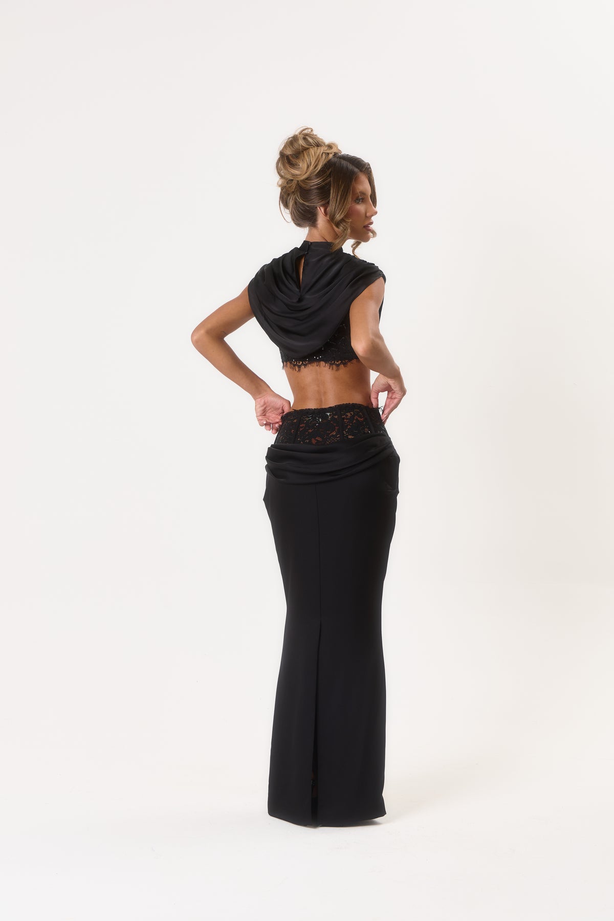 ‘Rosalie' Satin Maxi Skirt - Black