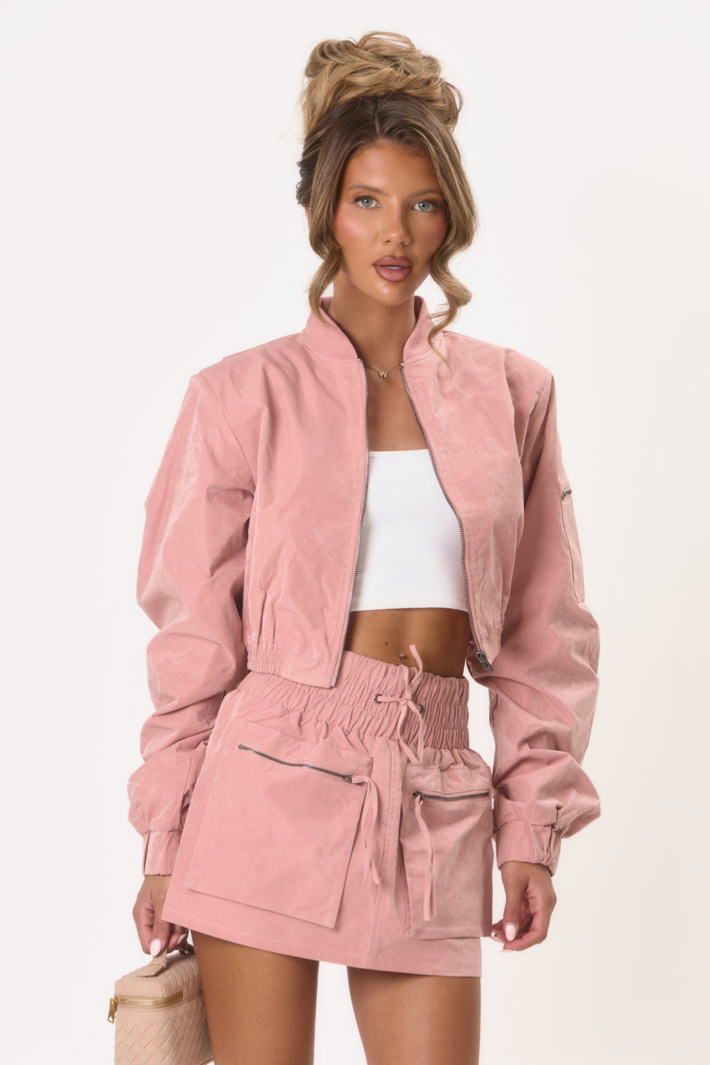 Cargo Inspired Mini Skirt - Pink