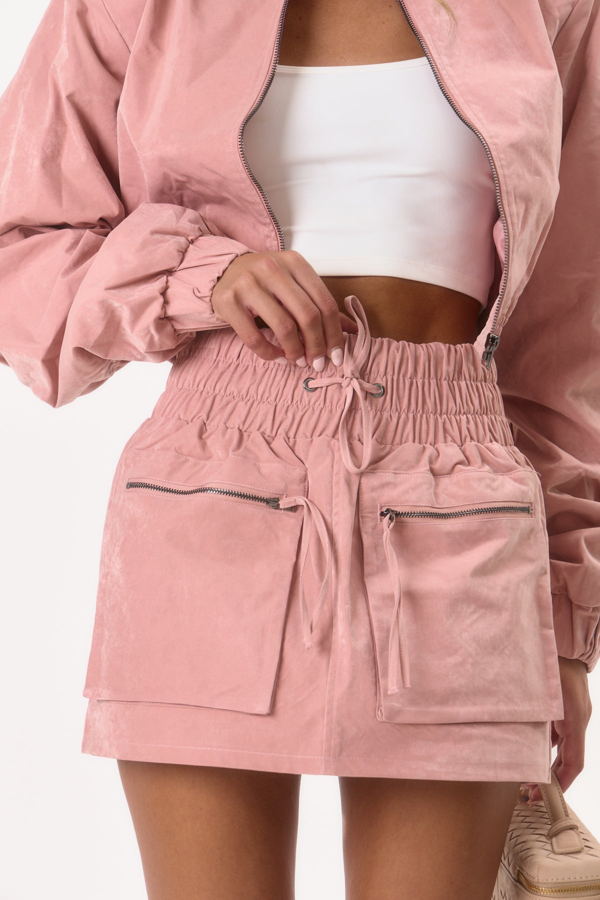 Cargo Inspired Mini Skirt - Pink