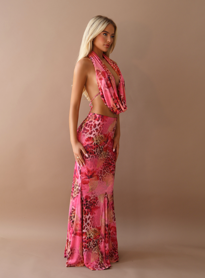 ‘Tropical Muse’ Cowl Neck Backless Topp