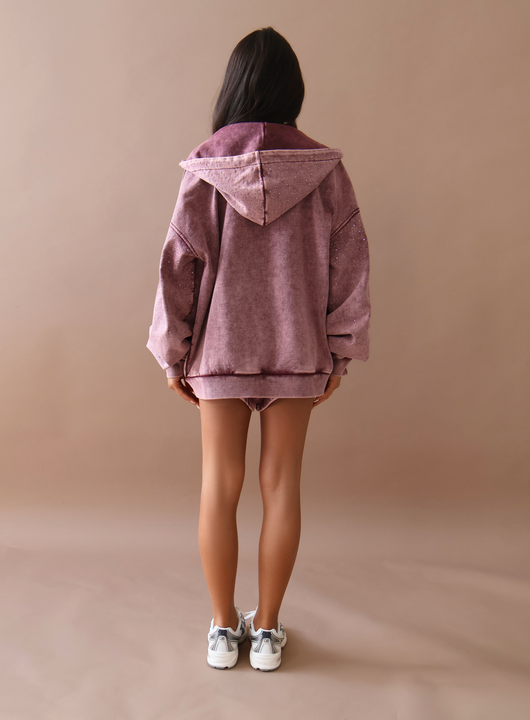 THH Rhinestone Jogger Short - Burgundy