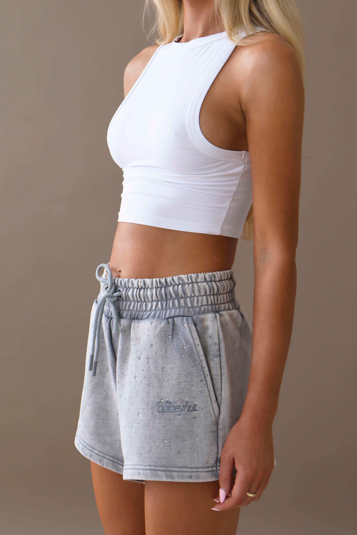 THH Rhinestone Jogger Short - Grey