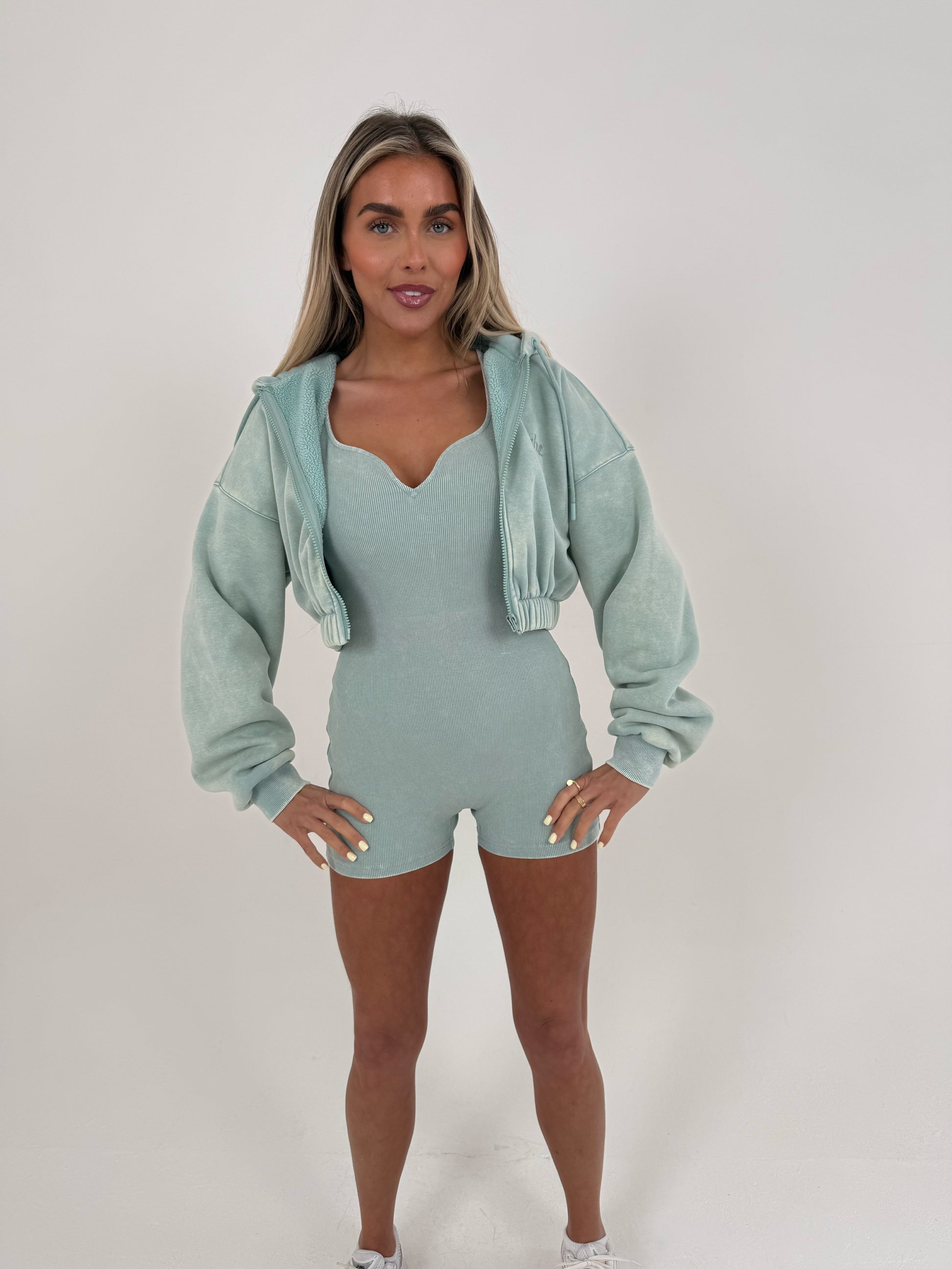 ‘FLIGHT MODE’ Rib Unitard - Blue