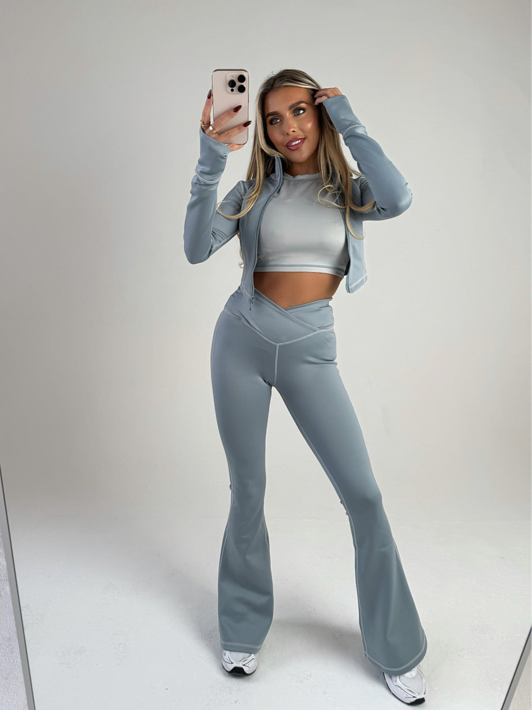 ‘Namaste’ Flare Yoga Pant - Slate Blue