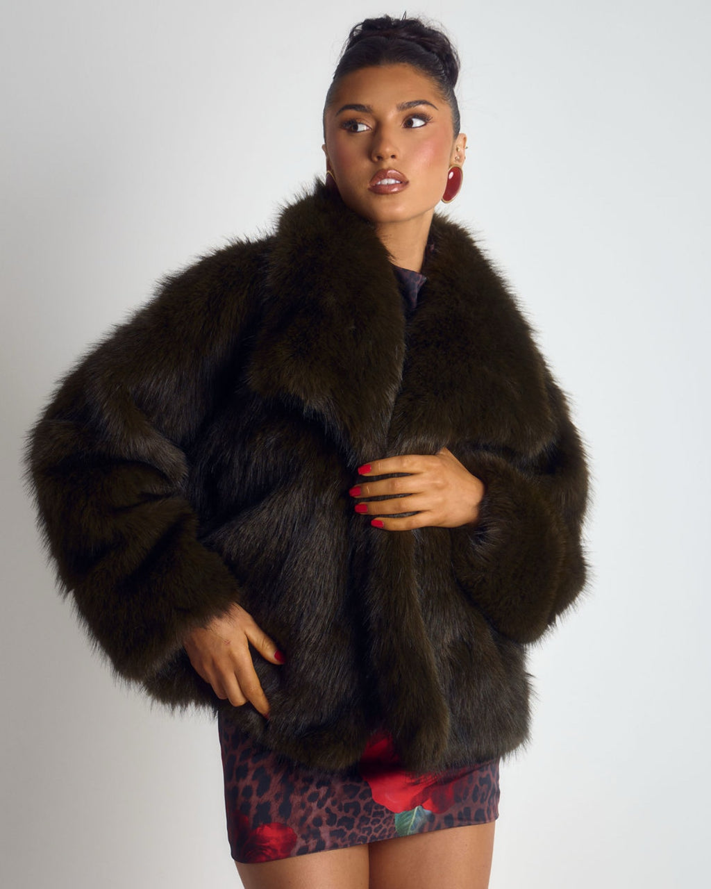 ‘Alexis’ Faux Fur Coat - Green