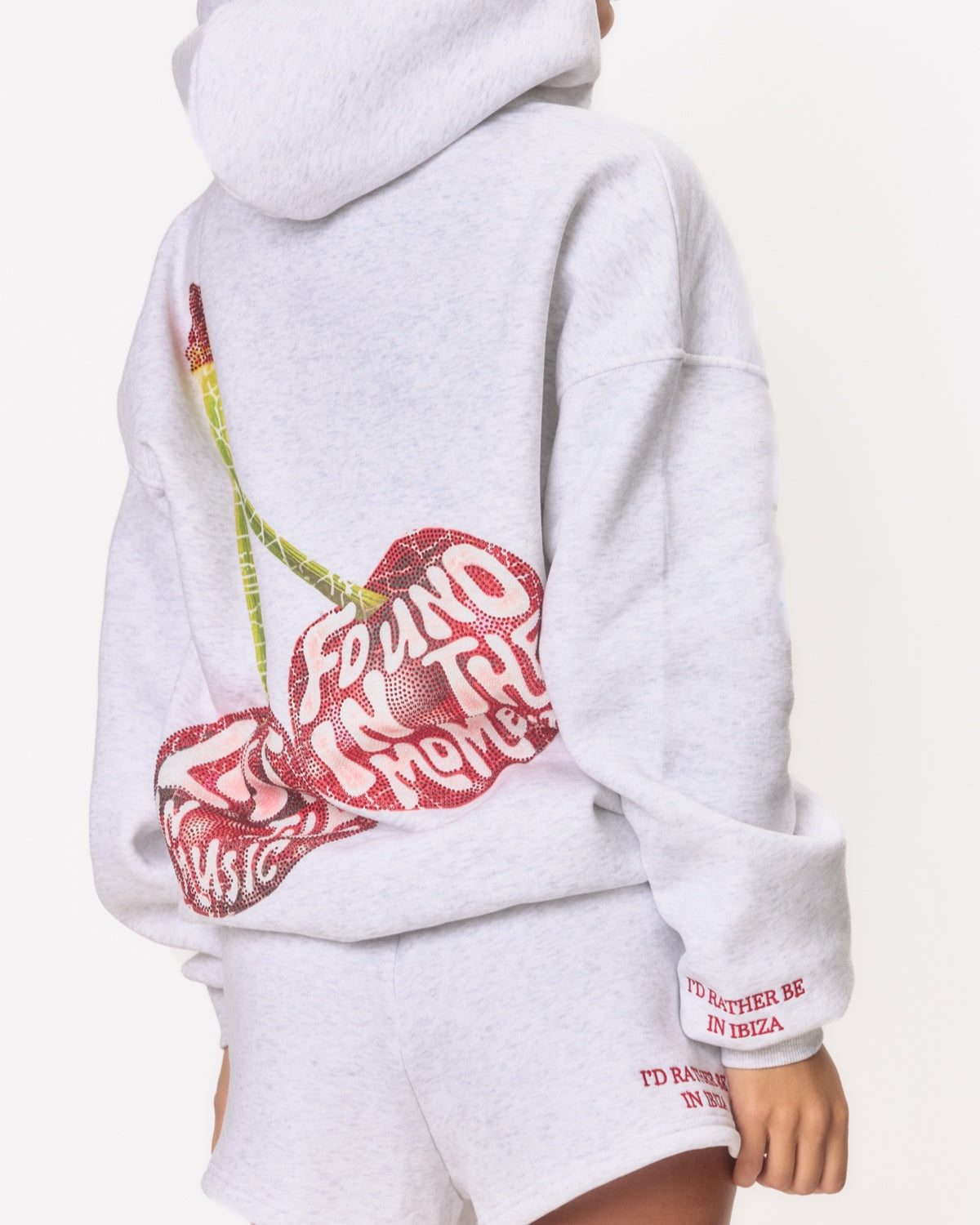 EARLY ACCESS: Graphic Rhinestone Zip Jacket - Marl Grey Cherry
