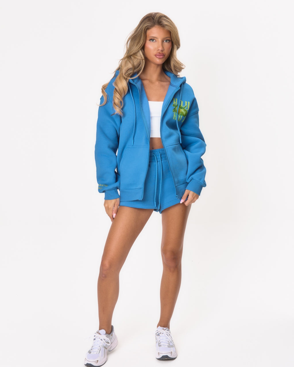 High Waist Slogan Jogger Short - Cobalt Lemons