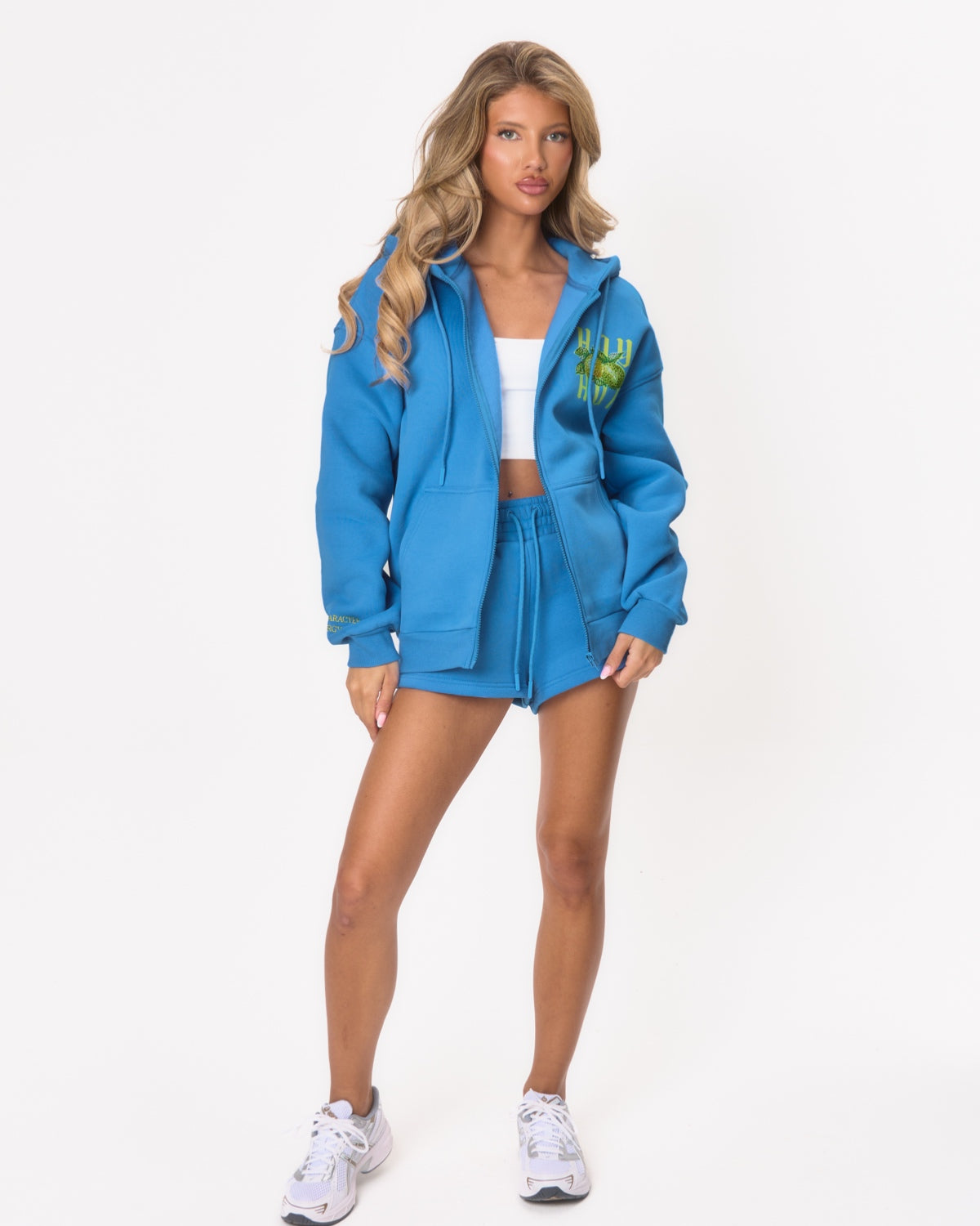 High Waist Slogan Jogger Short - Cobalt Lemons