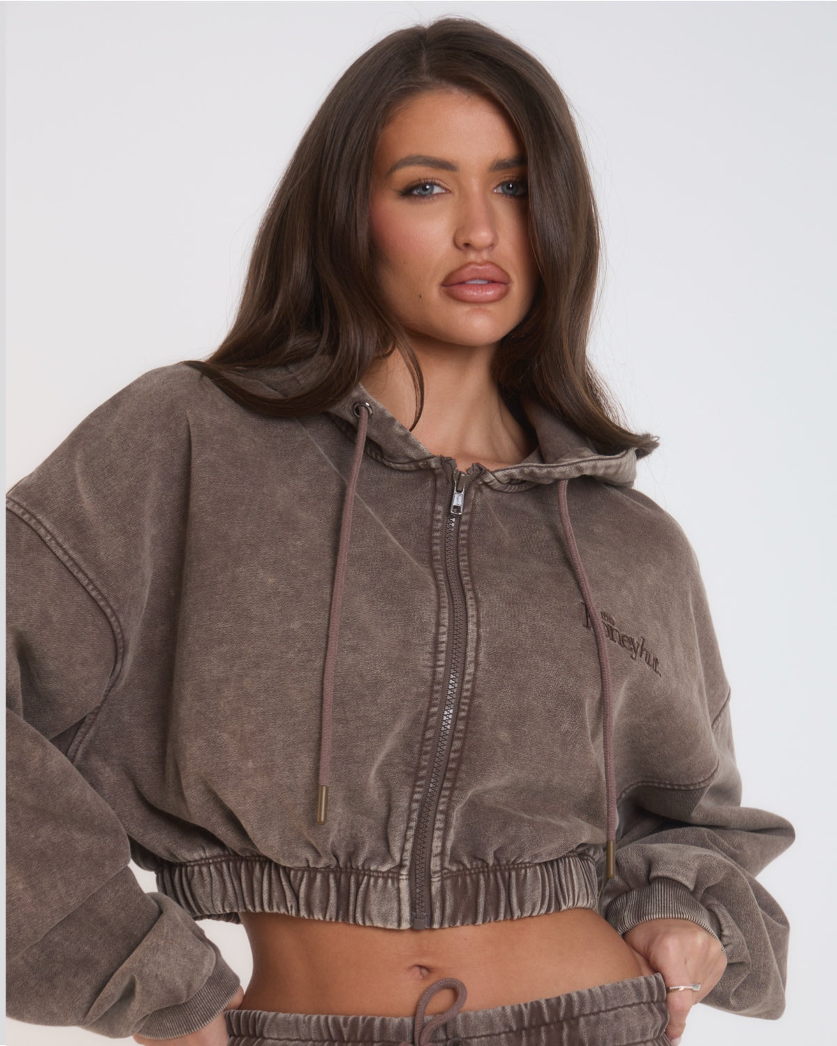THH Crop Zip Jacket - Mocha