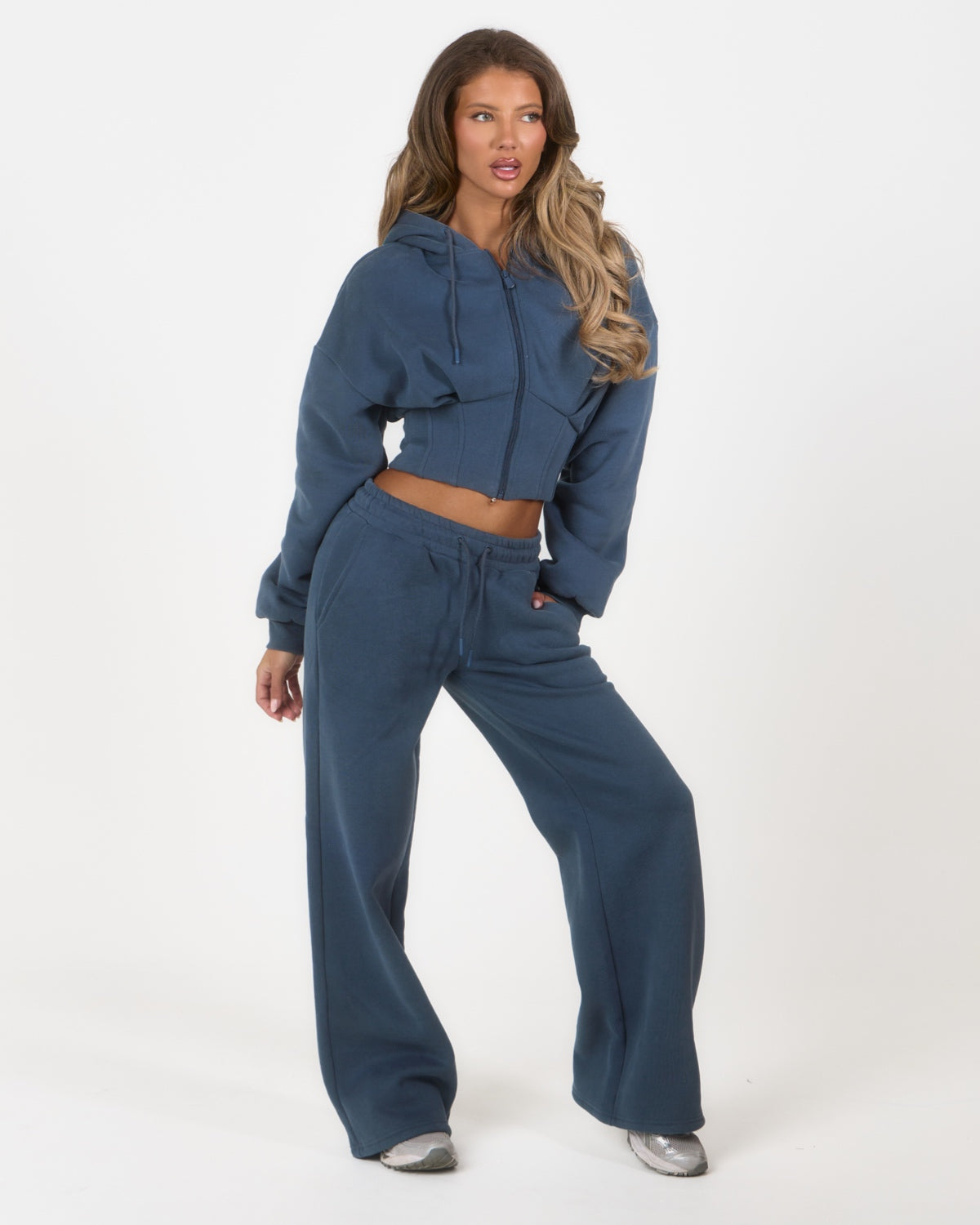 ‘Signature Staples’ Corset Hooded Jacket - Blue