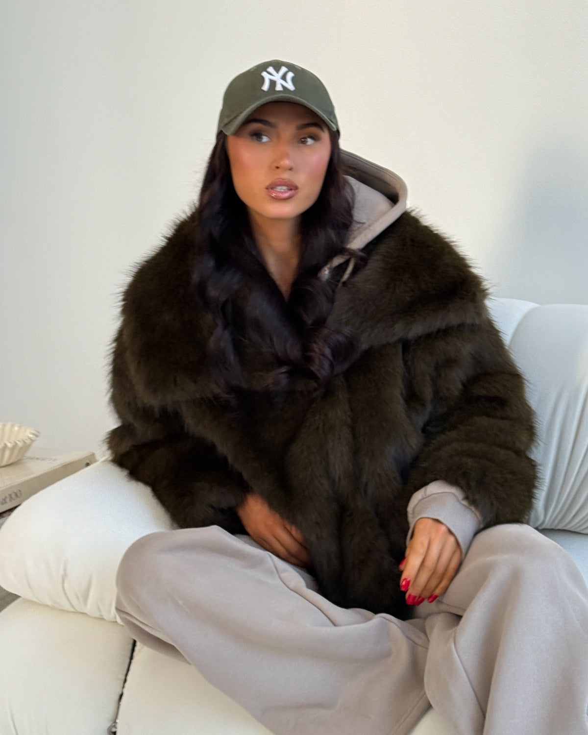 ‘Alexis’ Faux Fur Coat - Green